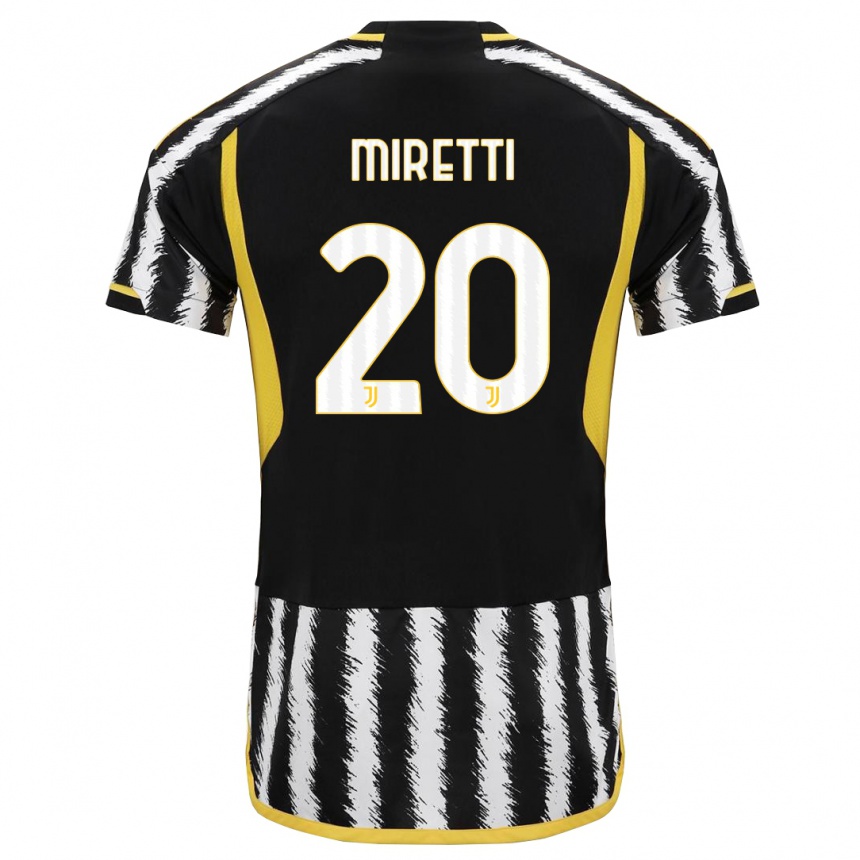 キッズフットボールファビオ・ミレッティ#20黒、白ホームシャツ2023/24ジャージーユニフォーム