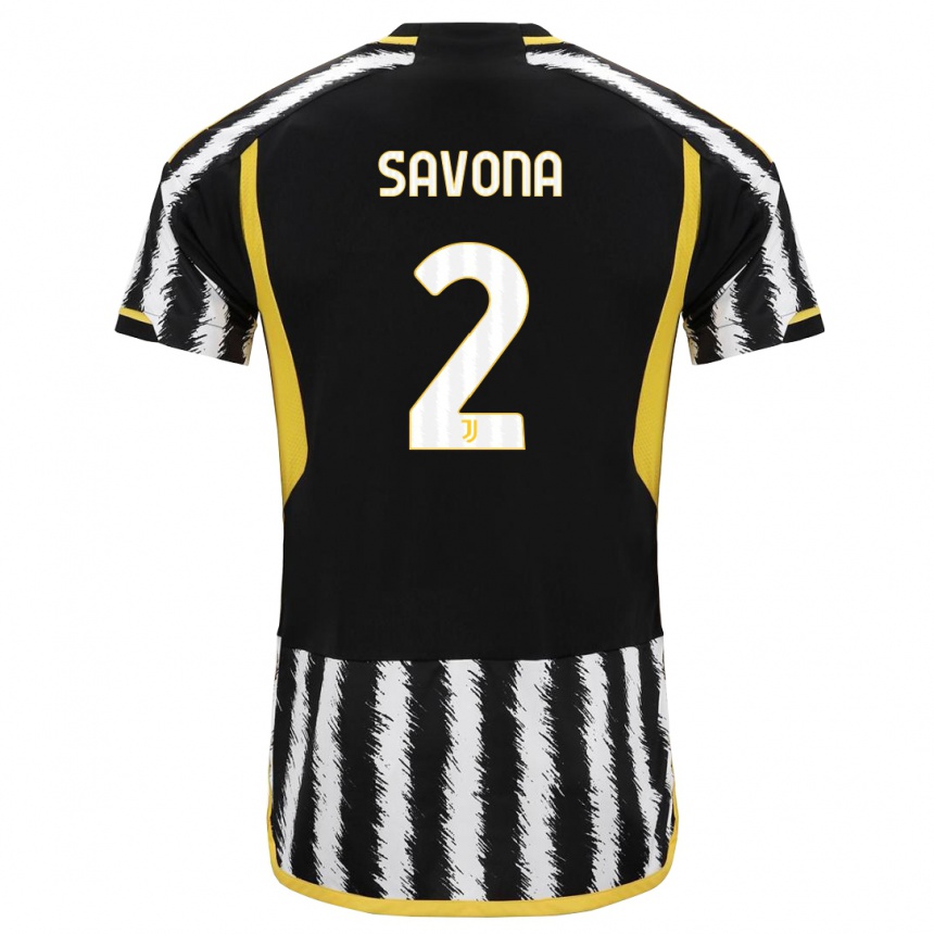 キッズフットボールニコロ・サボナ#2黒、白ホームシャツ2023/24ジャージーユニフォーム