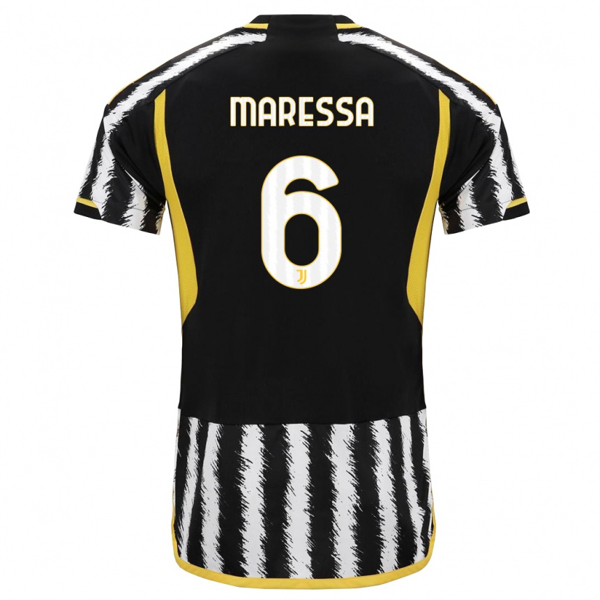 キッズフットボールトマソ・マレッサ#6黒、白ホームシャツ2023/24ジャージーユニフォーム