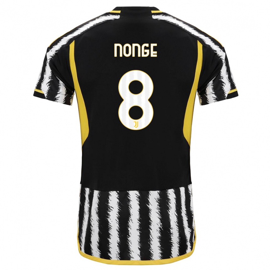 キッズフットボールジョセフ・ノンジェ・ボンデ#8黒、白ホームシャツ2023/24ジャージーユニフォーム