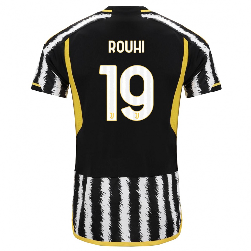 キッズフットボールジョナス・ロウヒ#19黒、白ホームシャツ2023/24ジャージーユニフォーム