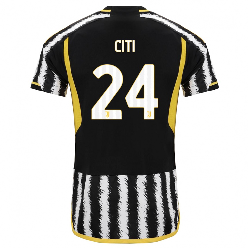 キッズフットボールアレッサンドロ・チティ#24黒、白ホームシャツ2023/24ジャージーユニフォーム