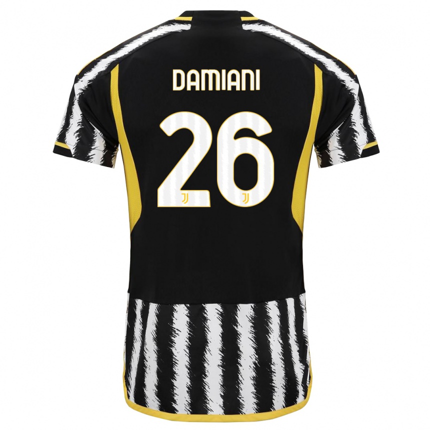 キッズフットボールサムエレ・ダミアーニ#26黒、白ホームシャツ2023/24ジャージーユニフォーム