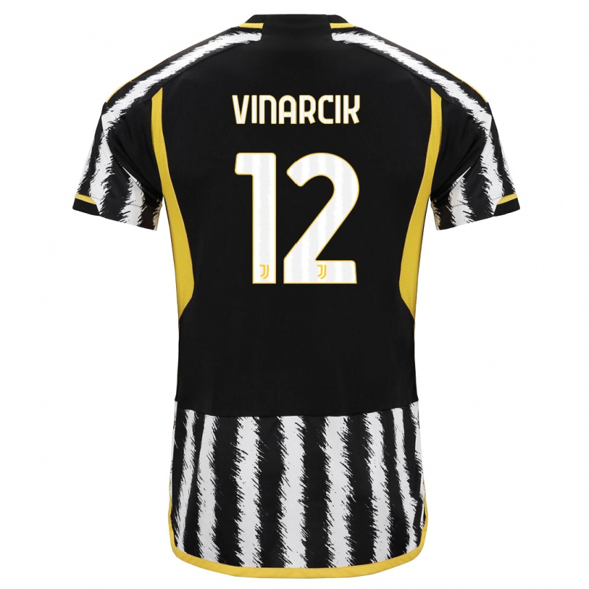 キッズフットボールヤクブ・ヴィナルチク#12黒、白ホームシャツ2023/24ジャージーユニフォーム