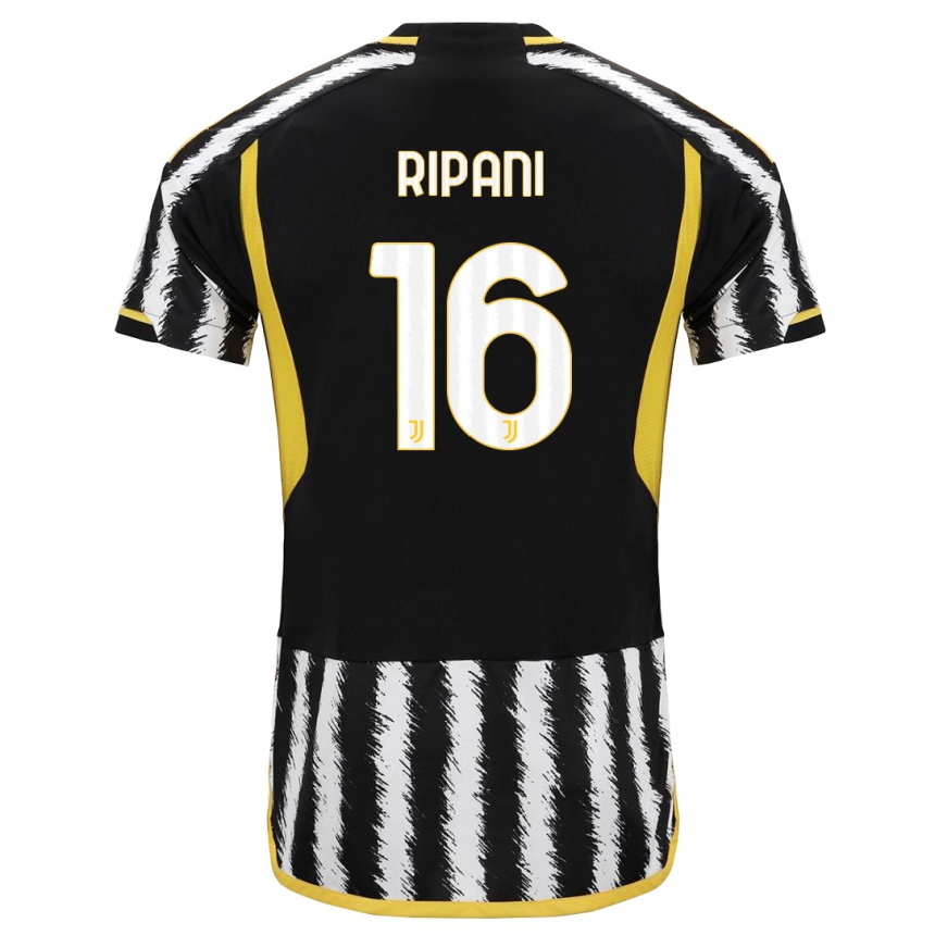 キッズフットボールディエゴ・リパーニ#16黒、白ホームシャツ2023/24ジャージーユニフォーム