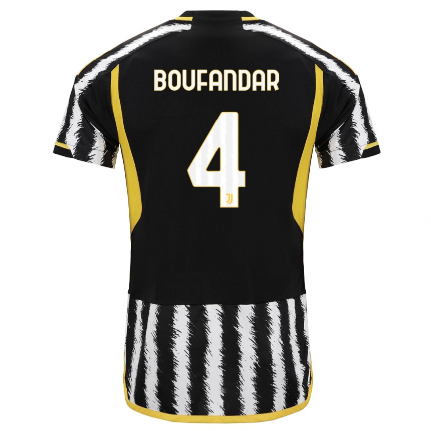 キッズフットボールアダム・ブーファンダー#4黒、白ホームシャツ2023/24ジャージーユニフォーム
