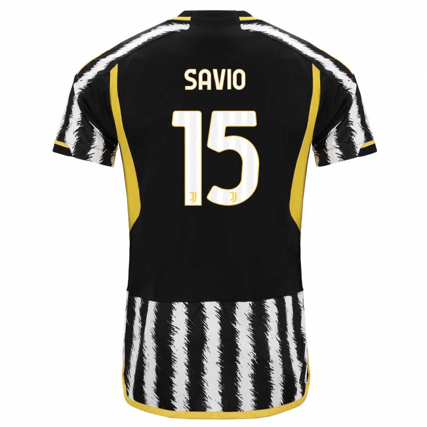 キッズフットボールフェデリコ・サビオ#15黒、白ホームシャツ2023/24ジャージーユニフォーム