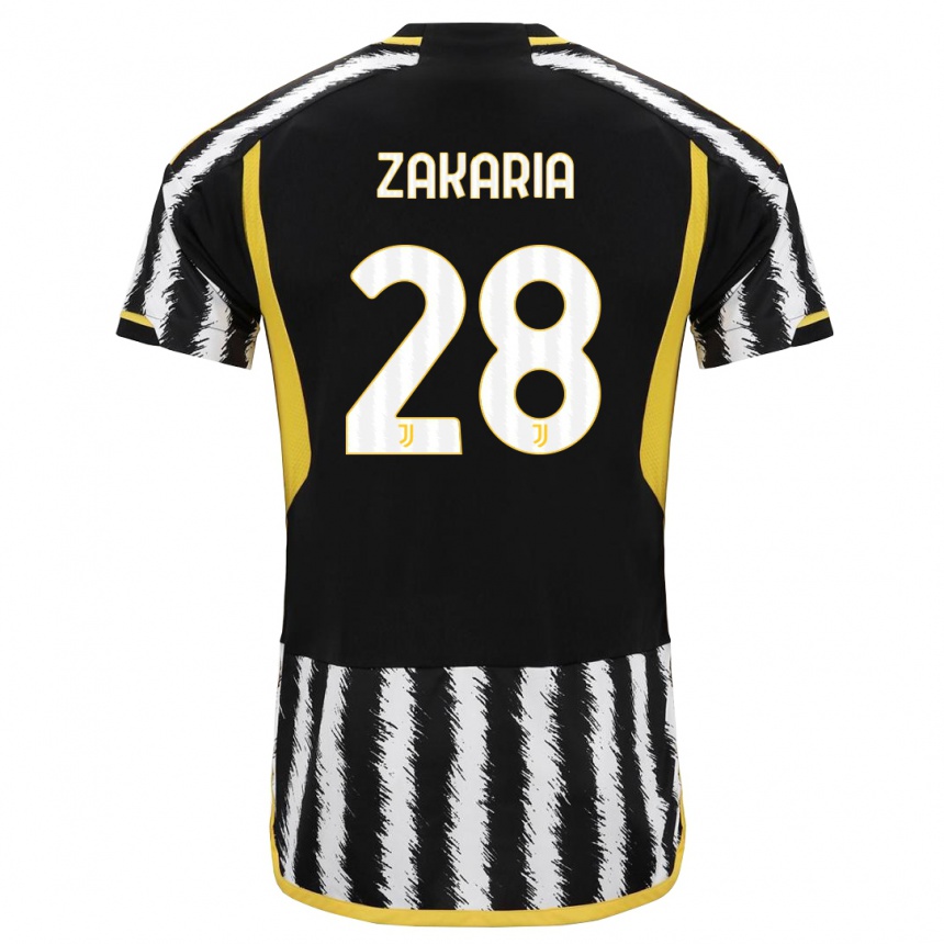 キッズフットボールデニス・ザカリア#28黒、白ホームシャツ2023/24ジャージーユニフォーム