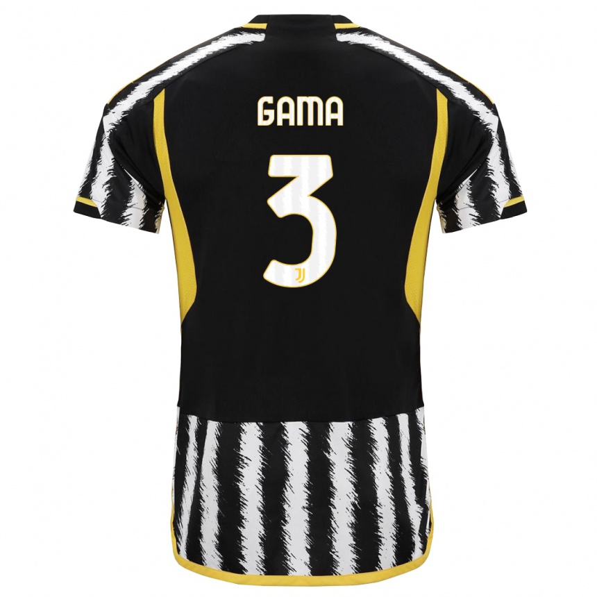 キッズフットボールサラ・ガマ#3黒、白ホームシャツ2023/24ジャージーユニフォーム