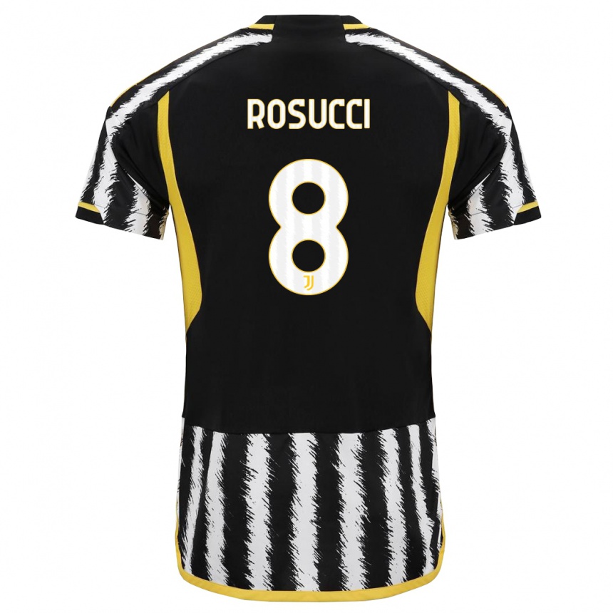 キッズフットボールマルティナ・ロスッチ#8黒、白ホームシャツ2023/24ジャージーユニフォーム