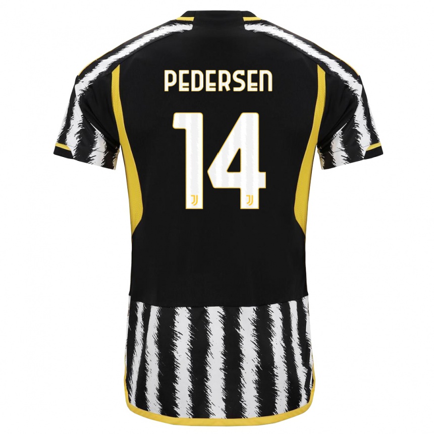 キッズフットボールソフィー・ユンゲ・ペダーセン#14黒、白ホームシャツ2023/24ジャージーユニフォーム