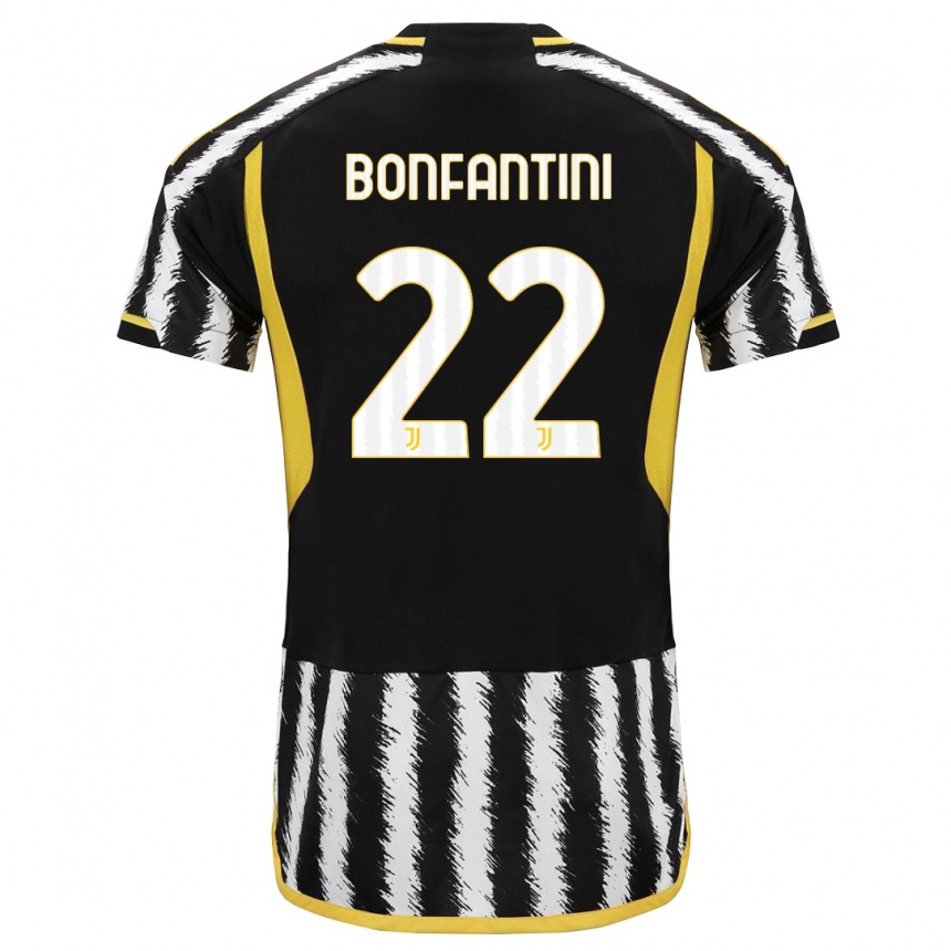 キッズフットボールアニェーゼ・ボンファンティーニ#22黒、白ホームシャツ2023/24ジャージーユニフォーム