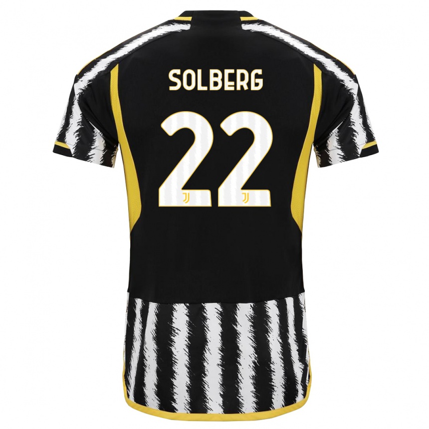 キッズフットボールエリアス・ソルバーグ#22黒、白ホームシャツ2023/24ジャージーユニフォーム
