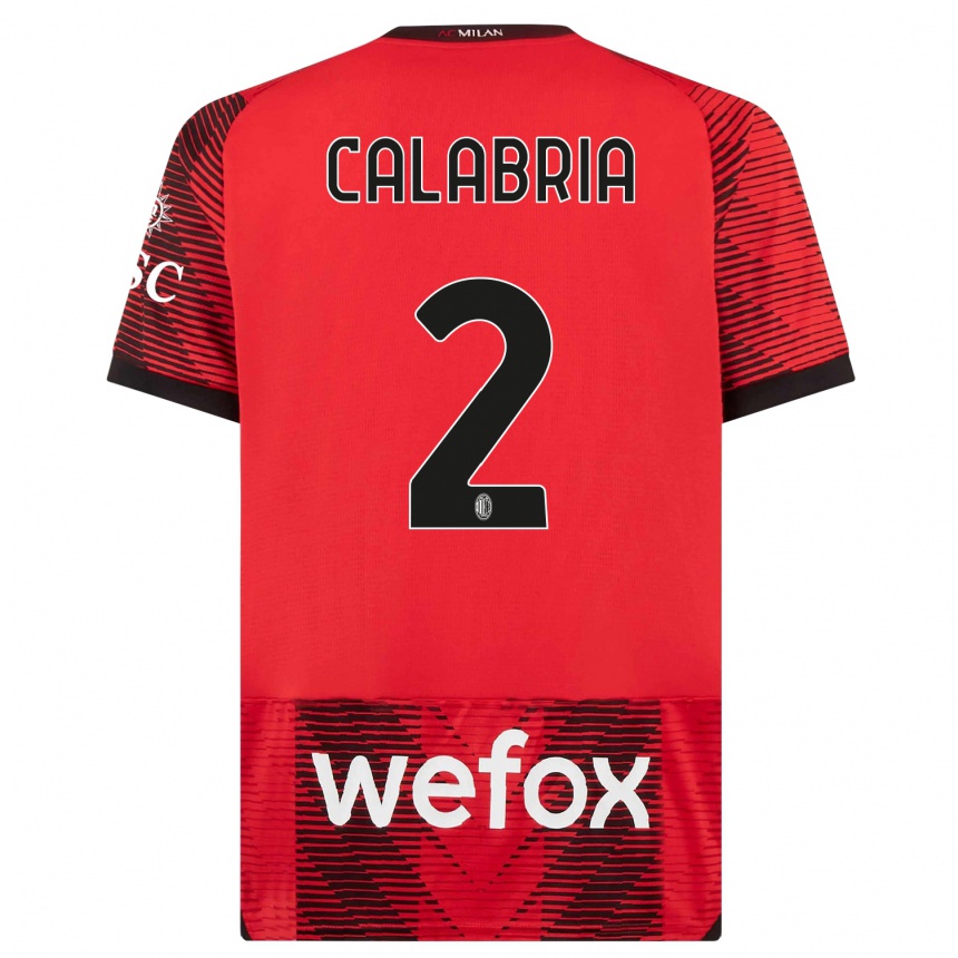 キッズフットボールダヴィデ・カラブリア#2赤、黒ホームシャツ2023/24ジャージーユニフォーム