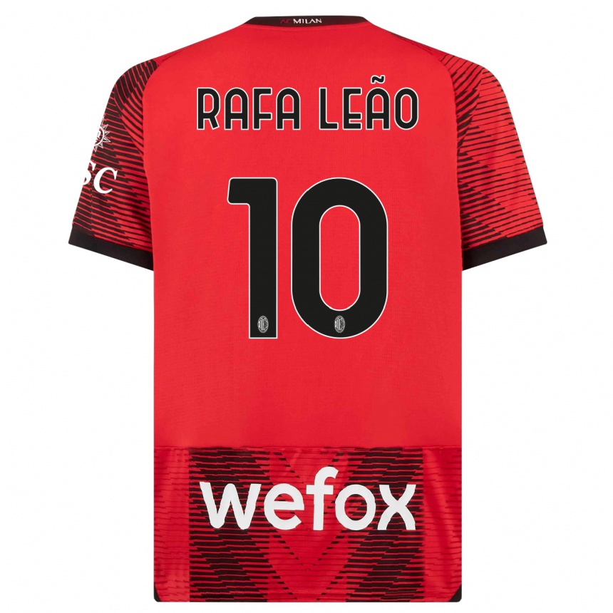 キッズフットボールラファエル・レオン#10赤、黒ホームシャツ2023/24ジャージーユニフォーム