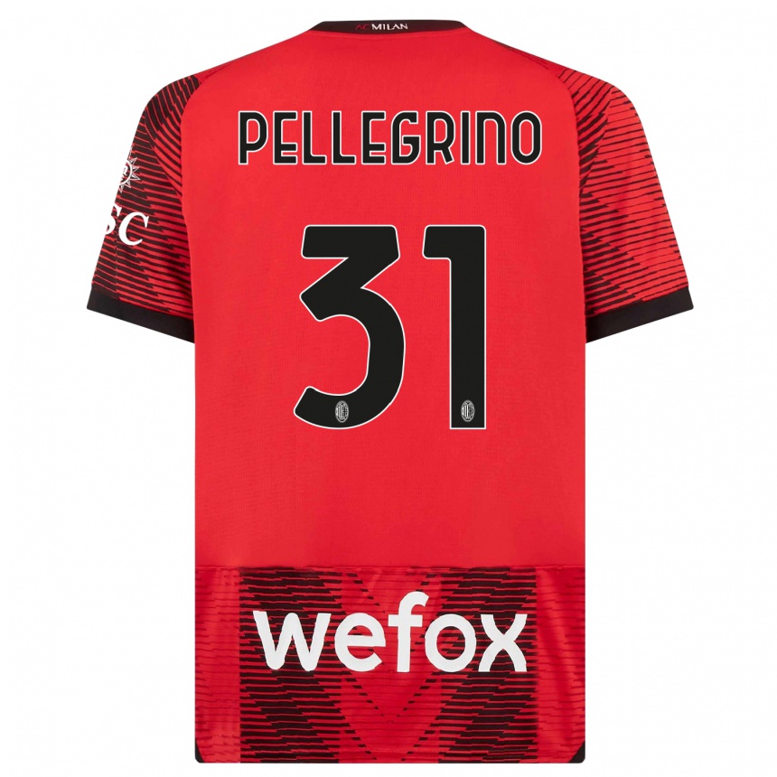 キッズフットボールマルコ・ペッレグリーノ#31赤、黒ホームシャツ2023/24ジャージーユニフォーム