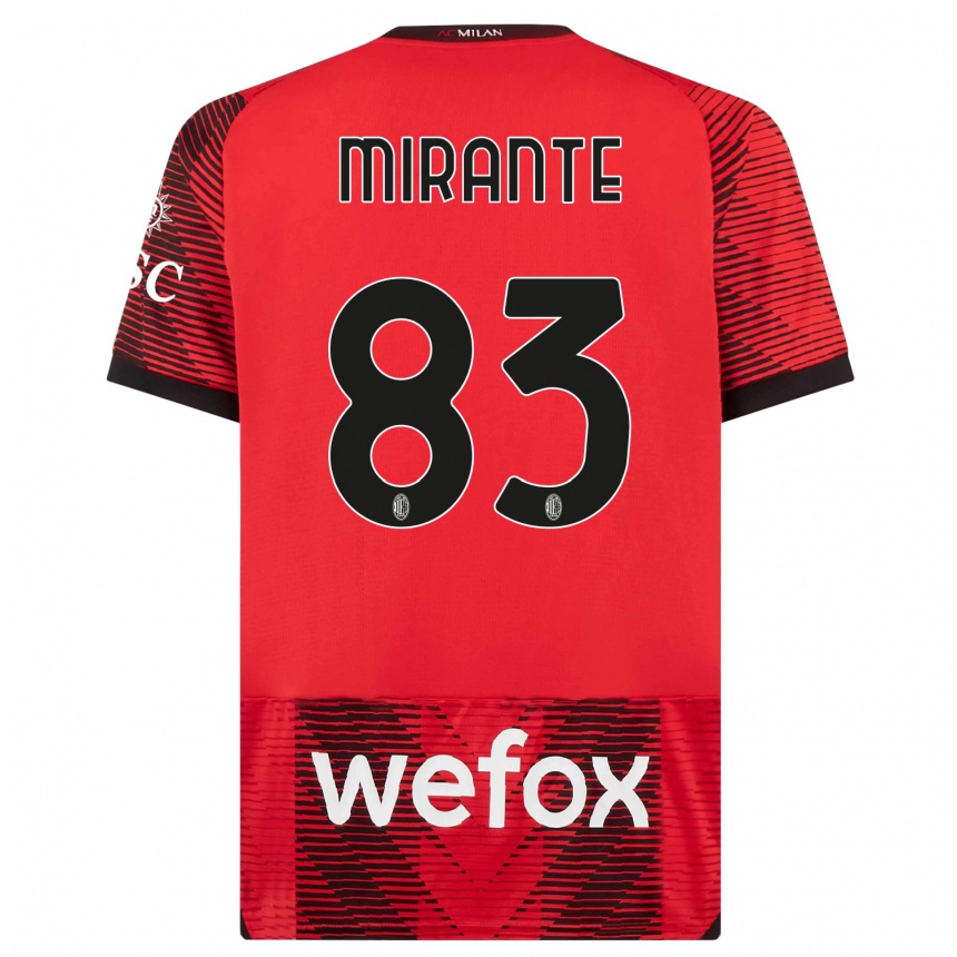 キッズフットボールアントニオ・ミランテ#83赤、黒ホームシャツ2023/24ジャージーユニフォーム