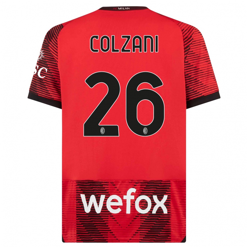キッズフットボールエドアルド・コルザニ#26赤、黒ホームシャツ2023/24ジャージーユニフォーム