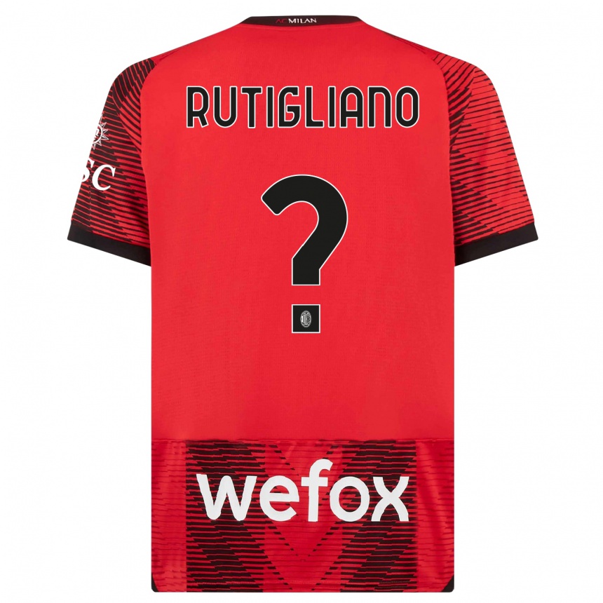キッズフットボールサミュエル・ルティリアーノ#0赤、黒ホームシャツ2023/24ジャージーユニフォーム