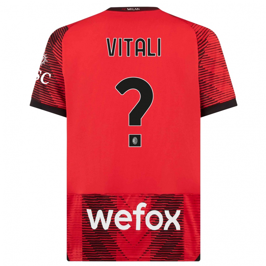 キッズフットボールマイケル・ヴィタリ#0赤、黒ホームシャツ2023/24ジャージーユニフォーム