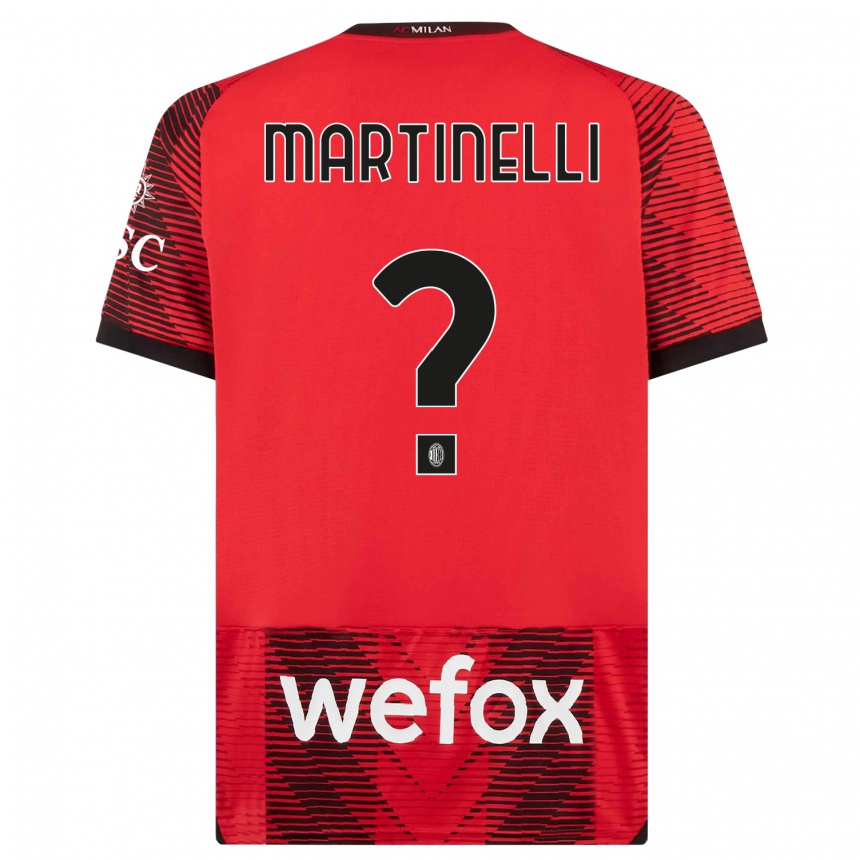 キッズフットボールリッカルド・マルティネリ#0赤、黒ホームシャツ2023/24ジャージーユニフォーム