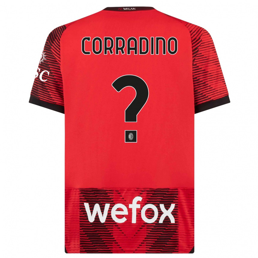 キッズフットボールリッカルド・コッラディーノ#0赤、黒ホームシャツ2023/24ジャージーユニフォーム