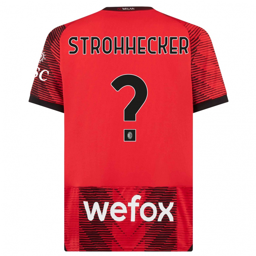 キッズフットボールリカルド・ストロヘッカー#0赤、黒ホームシャツ2023/24ジャージーユニフォーム