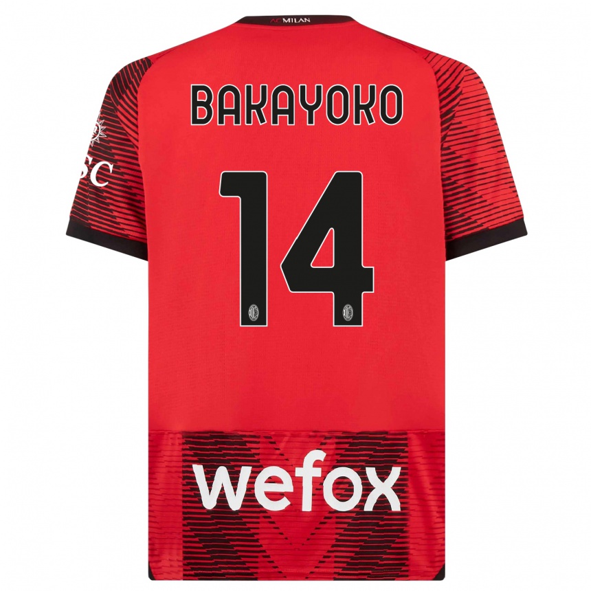 キッズフットボールティエムエ・バカヨコ#14赤、黒ホームシャツ2023/24ジャージーユニフォーム