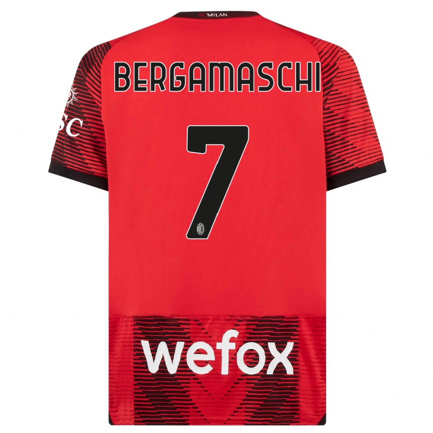 キッズフットボールヴァレンティーナ・ベルガマスキ#7赤、黒ホームシャツ2023/24ジャージーユニフォーム