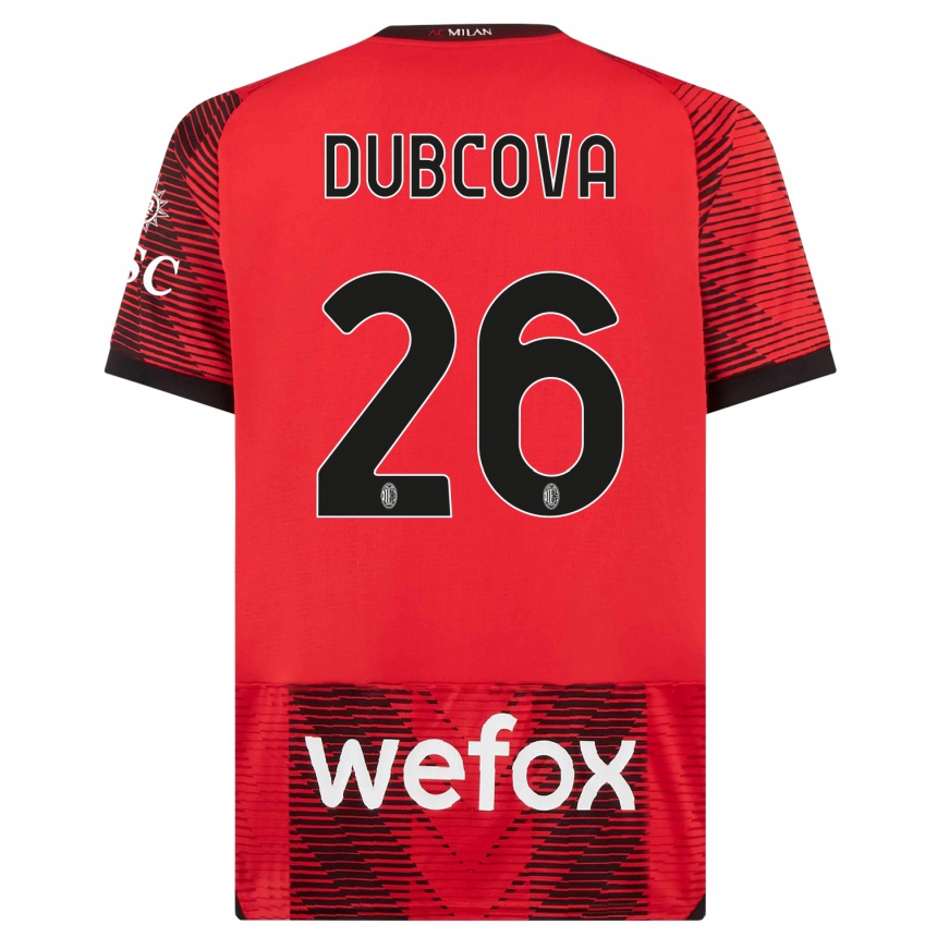 キッズフットボールミカエラ・ドゥブコワ#26赤、黒ホームシャツ2023/24ジャージーユニフォーム