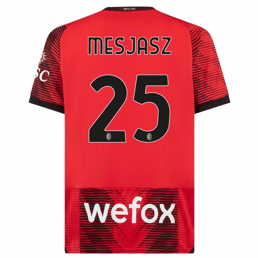 キッズフットボールMałgorzata Mesjasz#25赤、黒ホームシャツ2023/24ジャージーユニフォーム