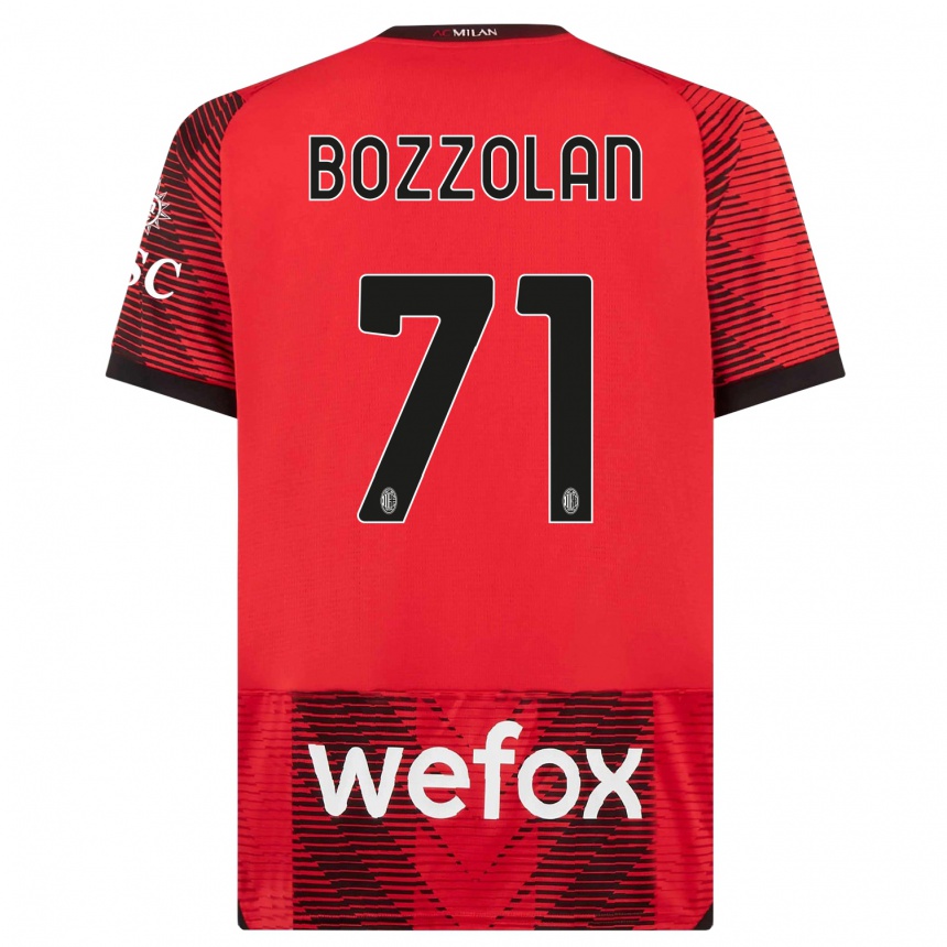 キッズフットボールアンドレア・ボッツォラン#71赤、黒ホームシャツ2023/24ジャージーユニフォーム