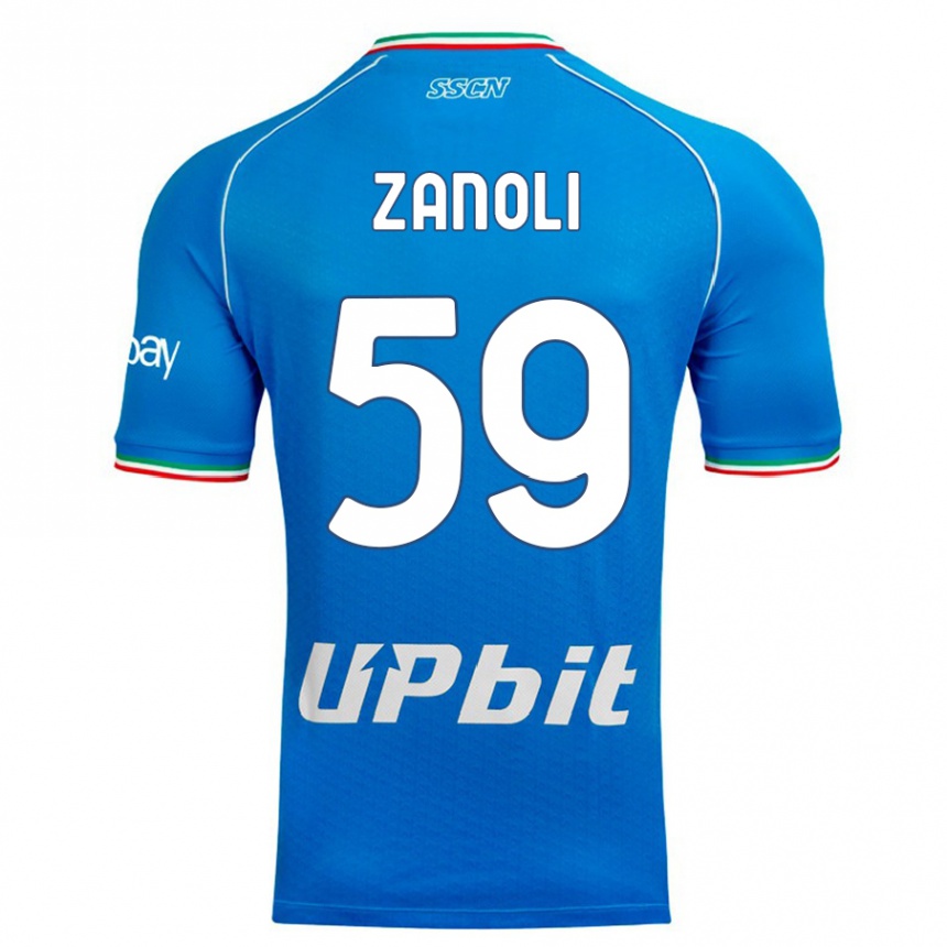 キッズフットボールアレッサンドロ・ザノーリ#59空色ホームシャツ2023/24ジャージーユニフォーム