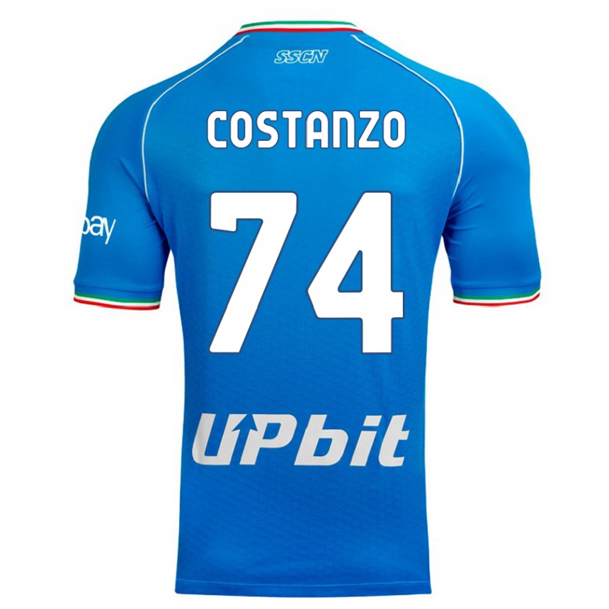 キッズフットボールダヴィデ・コスタンゾ#74空色ホームシャツ2023/24ジャージーユニフォーム