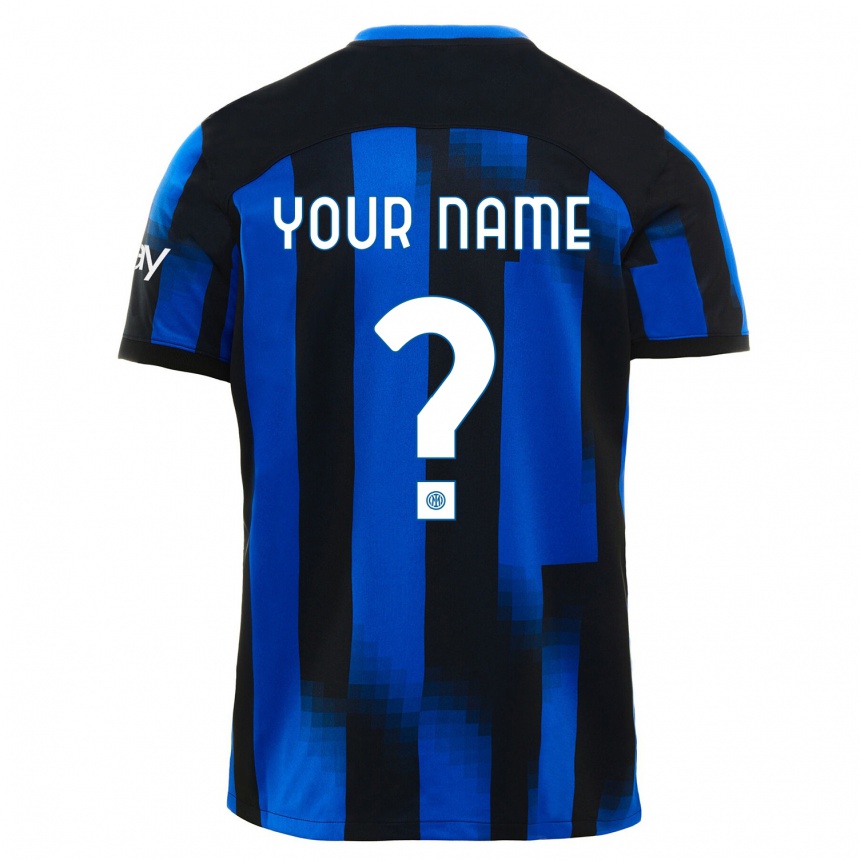 キッズフットボールあなたの名前#0ブラックブルーホームシャツ2023/24ジャージーユニフォーム