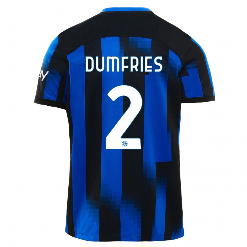 キッズフットボールデンゼル・ダンフリース#2ブラックブルーホームシャツ2023/24ジャージーユニフォーム