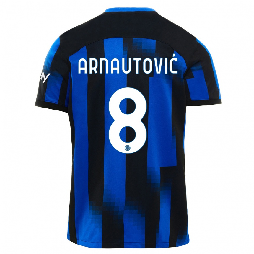 キッズフットボールマルコ・アルナウトヴィッチ#8ブラックブルーホームシャツ2023/24ジャージーユニフォーム