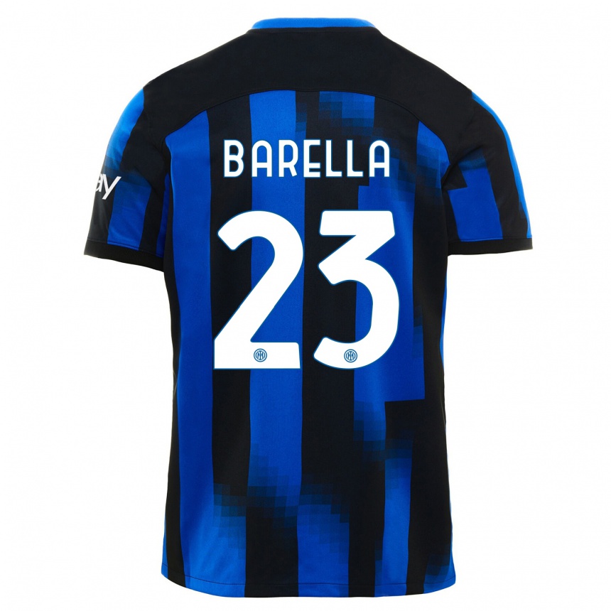 キッズフットボールニコロ・バレッラ#23ブラックブルーホームシャツ2023/24ジャージーユニフォーム
