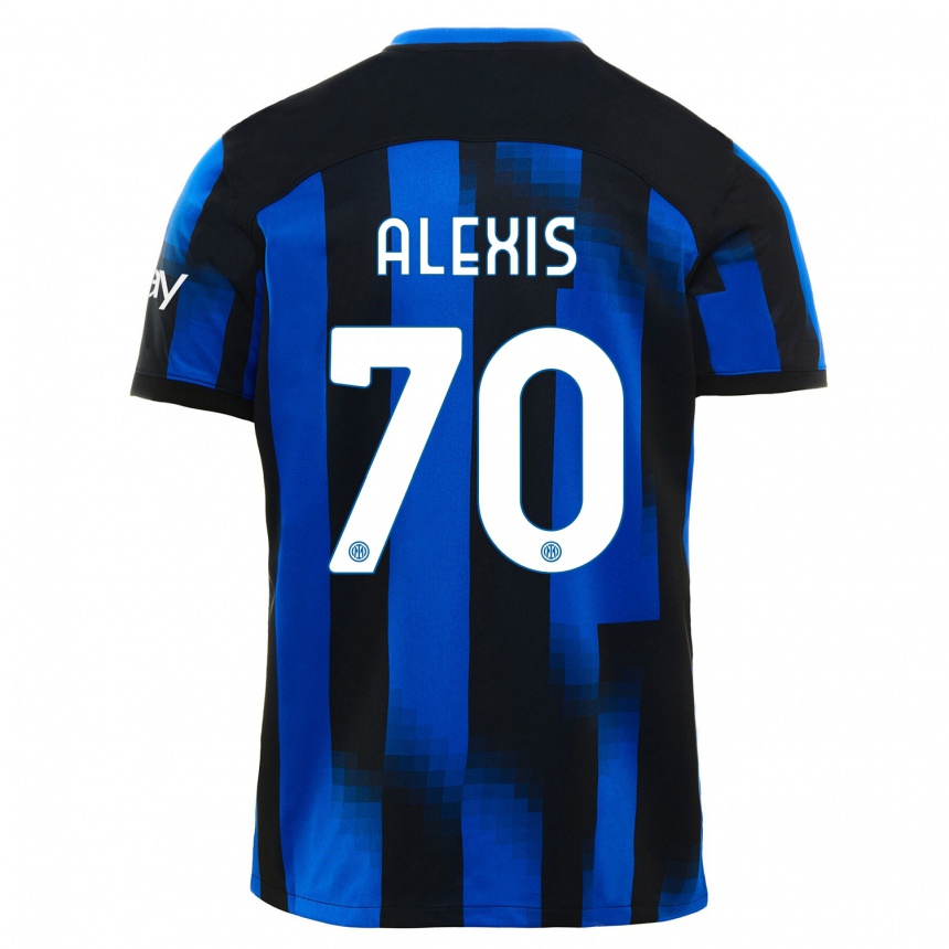 キッズフットボールアレクシス・サンチェス#70ブラックブルーホームシャツ2023/24ジャージーユニフォーム