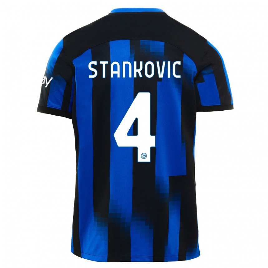 キッズフットボールアレクサンダル・スタンコヴィッチ#4ブラックブルーホームシャツ2023/24ジャージーユニフォーム