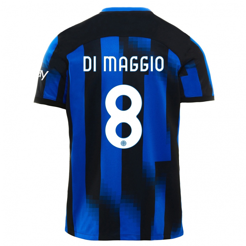 キッズフットボールルカ・ディ・マッジョ#8ブラックブルーホームシャツ2023/24ジャージーユニフォーム