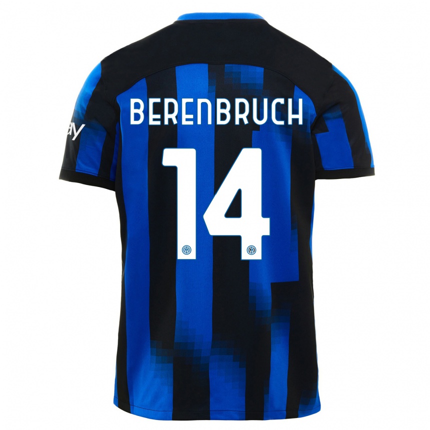 キッズフットボールトーマス・ベレンブルック#14ブラックブルーホームシャツ2023/24ジャージーユニフォーム