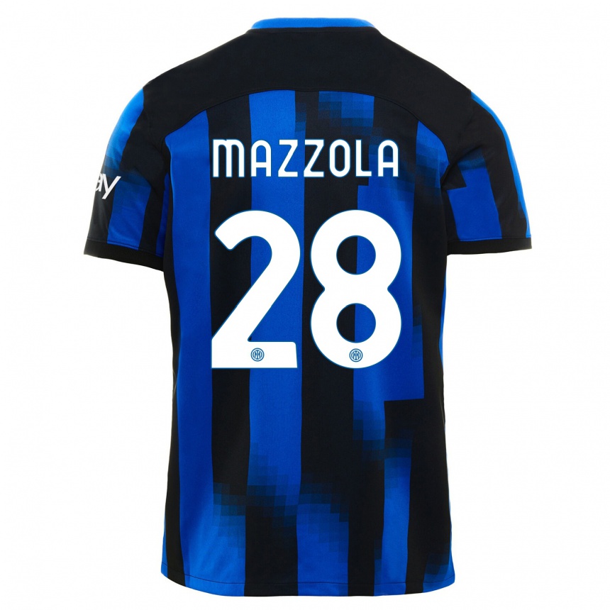 キッズフットボールジュゼッペ・マッツォーラ#28ブラックブルーホームシャツ2023/24ジャージーユニフォーム