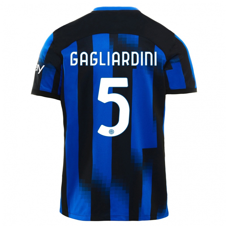 キッズフットボールロベルト・ガリアルディーニ#5ブラックブルーホームシャツ2023/24ジャージーユニフォーム