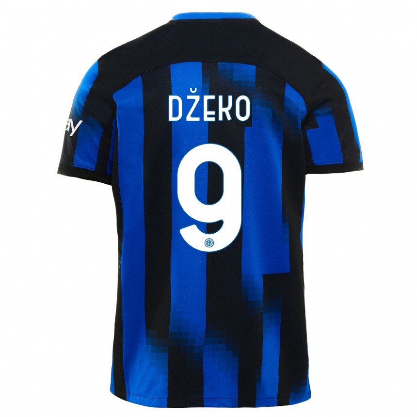 キッズフットボールエディン・ジェコ#9ブラックブルーホームシャツ2023/24ジャージーユニフォーム