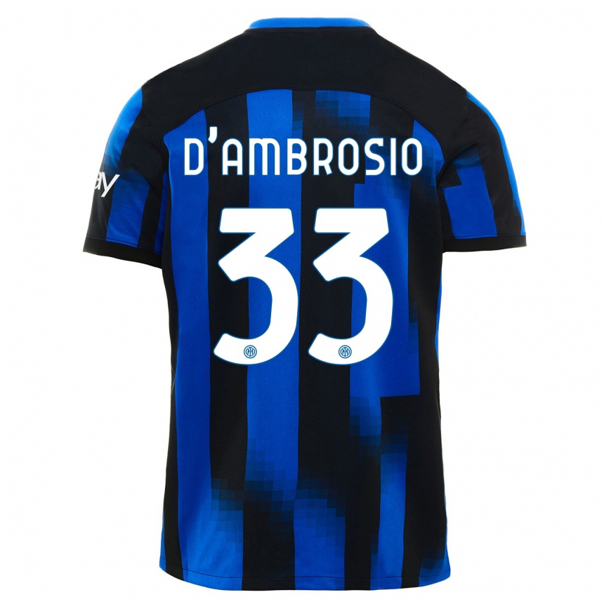 キッズフットボールダニーロ・ダンブロージオ#33ブラックブルーホームシャツ2023/24ジャージーユニフォーム