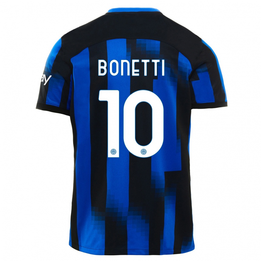 キッズフットボールタチアナ・ボネッティ#10ブラックブルーホームシャツ2023/24ジャージーユニフォーム