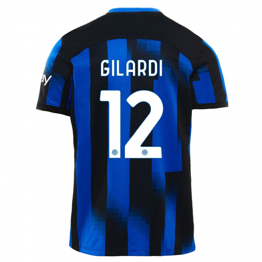 キッズフットボールアストリッド・ジラルディ#12ブラックブルーホームシャツ2023/24ジャージーユニフォーム