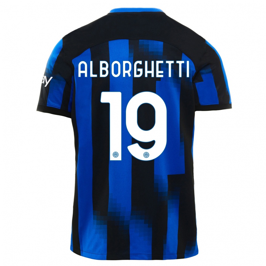 キッズフットボールリサ・アルボルゲッティ#19ブラックブルーホームシャツ2023/24ジャージーユニフォーム