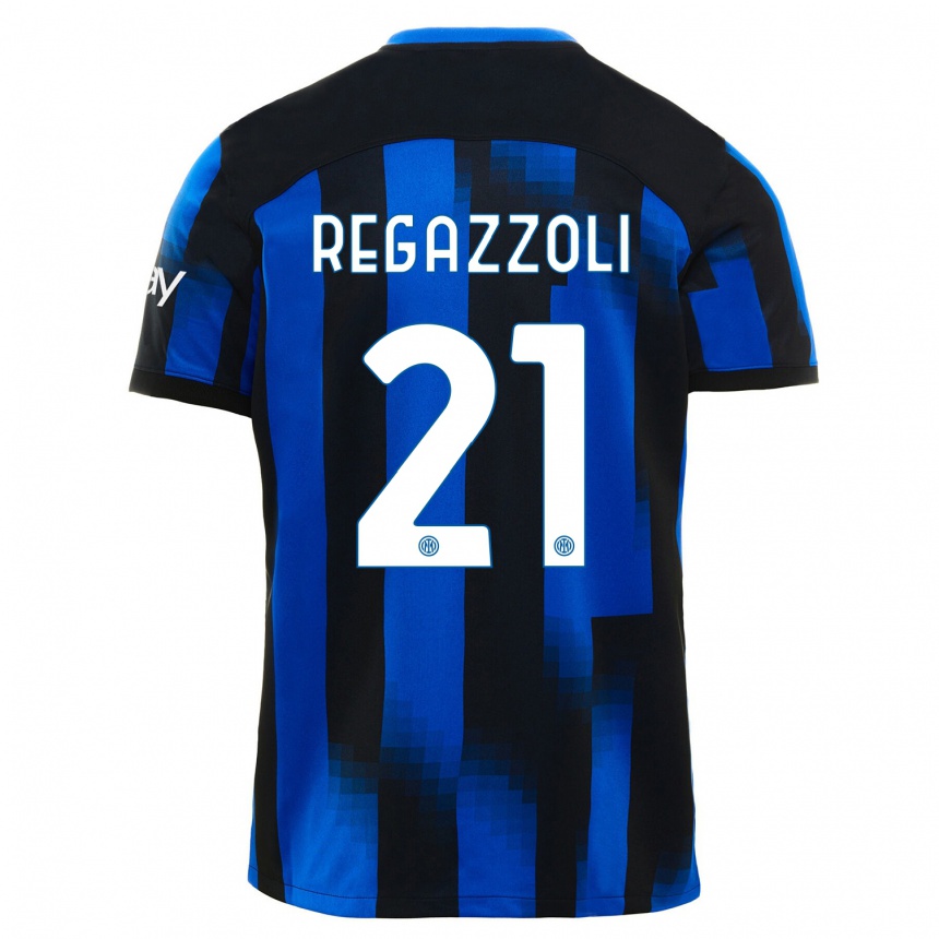 キッズフットボールアリス・レガツォーリ#21ブラックブルーホームシャツ2023/24ジャージーユニフォーム